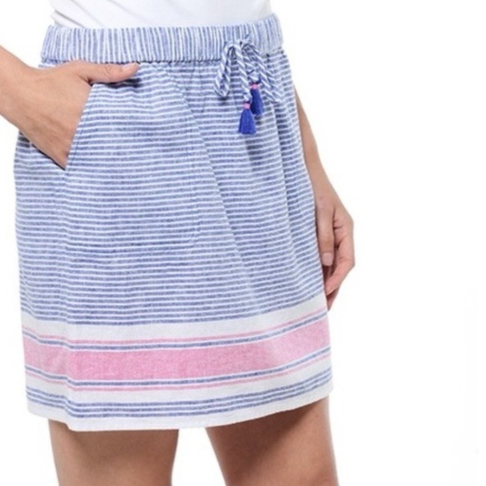 *VINEYARD VINES* Navy x Pink Striped Linen Cotton Skirt Size XS